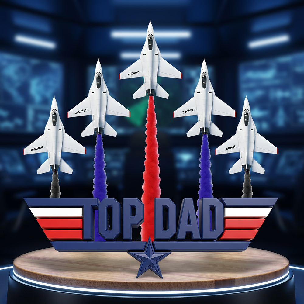 “Top Dad: Soar Above the Rest” - Personalized Acrylic Plaque for Dad, Grandpa, Gifts for Father's Day Shaped Plaques PopCulturePrints
