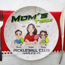 Load image into Gallery viewer, “Celebrate Mom's Pickleball Passion!” - Personalized Ceramic Round Plate - Gift for Pickleball Moms and Grandmas Ceramic Round Plate PopCulturePrints