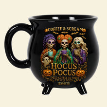 Load image into Gallery viewer, "Coffee & Scream" - Personalized Cauldron Mug for Horror Lovers - Unique Gift for Friends & Family Cauldron Mug PopCulturePrints
