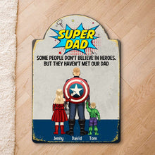 Load image into Gallery viewer, Super Dad Personalized Metal Sign with Kids Metal Signs PopCulturePrints