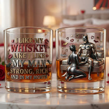 Load image into Gallery viewer, "Whiskey & Love: Strong & Rich - Personalized Round Glass for Couples" Glass PopCulturePrints
