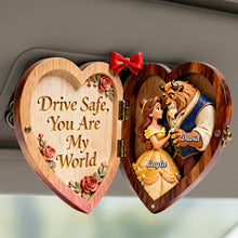 Load image into Gallery viewer, Drive Safe, You Are My World - Fairy Tale Couple Car Visor Clip - Personalized Gift for Couples Car Visor Clip PopCulturePrints
