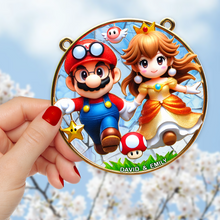 Load image into Gallery viewer, Personalized Mario & Princess Peach Suncatcher Ornament for Couples Ornament PopCulturePrints