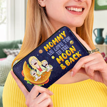 Load image into Gallery viewer, Mama, We Love You to the Moon & Back - Personalized Twill Faux Leather Wallet - Gift for Mom, Grandma, and Loved Ones Leather Wallet PopCulturePrints