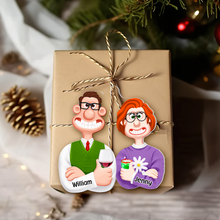 Load image into Gallery viewer, Personalized Couples Christmas Ornament – Custom Cartoon Design for Valentine's Day Gifts Ornament PopCulturePrints