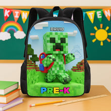 Load image into Gallery viewer, Unleash Adventure with Our Personalized Green Pixel Hero School Bag - Perfect Gift for Kids! Backpack PopCulturePrints