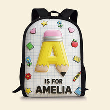 Load image into Gallery viewer, Embrace Your Initials: Personalized Pencil Initial Letter School Bag - Custom Gifts for Kids Returning to School Backpack PopCulturePrints
