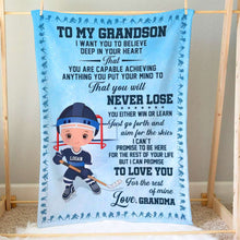 Load image into Gallery viewer, Personalized Hockey Blanket for Kids - Custom Gift from Grandma Blanket PopCulturePrints