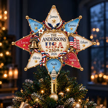 Load image into Gallery viewer, “Celebrate Togetherness!” - Patriot Family Tree Topper - Personalized Christmas Gifts for Family Ornament PopCulturePrints