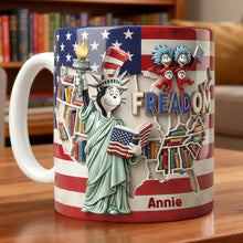 Load image into Gallery viewer, Freedom to Read - Personalized Patriotic Coffee Mug for Book Lovers Coffee Mug PopCulturePrints