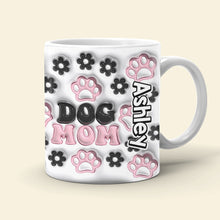 Load image into Gallery viewer, Personalized Dog Mom Mug with Paws and Flowers - Custom Name Coffee Mug PopCulturePrints