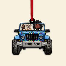 Load image into Gallery viewer, Personalized Christmas Ornament - Dog Lover in Jeep Ornaments PopCulturePrints