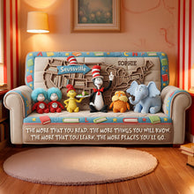 Load image into Gallery viewer, “The more that you read, the more you will know” - Personalized Reading Quilted Sofa Cover - Perfect Gift for Book Lovers and Literary Enthusiasts Sofa Cover PopCulturePrints