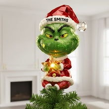 Load image into Gallery viewer, “Make Christmas Merry!” Personalized Grinch Acrylic Tree Topper - Custom Gift for Families, Friends, and Loved Ones Ornament PopCulturePrints