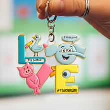 Load image into Gallery viewer, Love Teacher Keychain - Personalized Gift for Educators Keychains PopCulturePrints