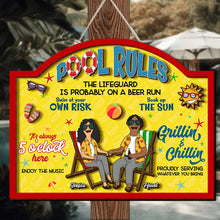 Load image into Gallery viewer, Relax and Enjoy: Personalized Pool Rules Wood Sign for Summer Lovers Wood Sign PopCulturePrints