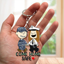 Load image into Gallery viewer, Personalized Come Home Safe Couple Keychain | Unique Valentine's Day Gifts for Couples Keychains PopCulturePrints