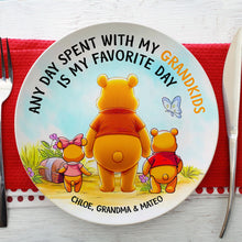 Load image into Gallery viewer, “Any Day Spent With My Grandkids is My Favorite Day” - Personalized Round Plate - Perfect Gift for Grandma, Mom, and Family Ceramic Round Plate PopCulturePrints