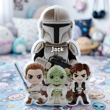 Load image into Gallery viewer, “Personalized Heroic Moments” - Warrior Dad and Kids Pillow - Custom Gift for Dad, Grandpa, and Kids Pillow PopCulturePrints