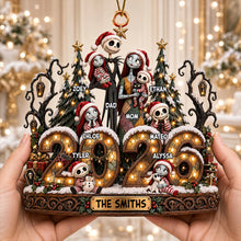 Load image into Gallery viewer, “Celebrate Your Spooky Family Spirit” - Spooky Family Christmas Ornament - Personalized Gifts for Family Ornament PopCulturePrints