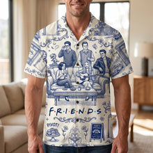 Load image into Gallery viewer, Get Cozy with Friends - Personalized Toile de Jouy Hawaiian Shirt - Unique Gift for Best Friends & Loved Ones