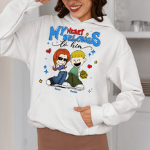 Load image into Gallery viewer, Personalized Y2K Style Couple Hoodie – My Heart Belongs to Him Shirts PopCulturePrints
