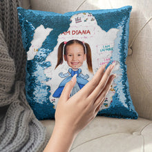 Load image into Gallery viewer, Personalized Princess Glitter Pillow - Custom Kid's Face Pillow PopCulturePrints
