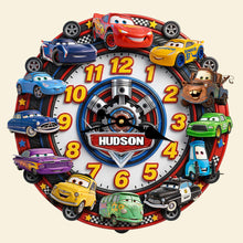 Load image into Gallery viewer, “Time to Rev Up Your Spirit!” - Speed Legends Wall Clock - Personalized Gift for Car Enthusiasts Hanging Wall Clock PopCulturePrints