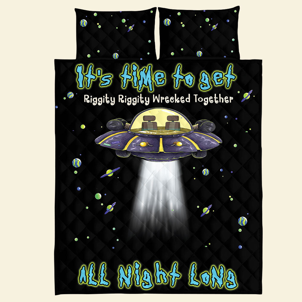 Custom UFO Theme Quilt Bed Set - Unique Valentine's Day Gifts for Couples Blanket PopCulturePrints