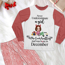 Load image into Gallery viewer, Personalized Knitting Lovers Pajamas - December Born Christmas Edition Pajama Set PopCulturePrints