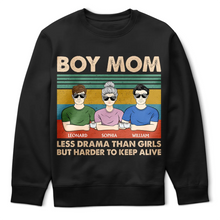 Load image into Gallery viewer, Boy Mom - Less Drama Than Girls - Personalized T-Shirt for Moms, Grandmas & More T-shirt PopCulturePrints