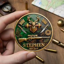 Load image into Gallery viewer, "Celebrate Your Wilderness Spirit!" - Personalized Deer Hunting Metal Coin - Unique Gift for Hunters, Anniversaries, and Outdoor Enthusiasts Coin PopCulturePrints