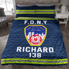 Load image into Gallery viewer, Custom Fire Department Quilt Bedding Set - Personalized Gifts for Firefighters Blanket PopCulturePrints