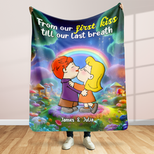 Load image into Gallery viewer, Personalized Couple Blanket: From Our First Kiss to Our Last Breath Blanket PopCulturePrints