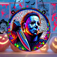 Load image into Gallery viewer, Personalized Horror Character Stained Glass Ornament - Halloween Decoration Suncatcher PopCulturePrints