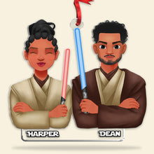 Load image into Gallery viewer, Personalized Sci-Fi Themed Couple Ornament - Perfect Valentine's Day Gifts and Christmas Gift Ornament PopCulturePrints