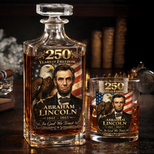 Load image into Gallery viewer, "Celebrate 250 Years of Freedom with Elegance" - Personalized Decanter Set - Unique Gift for Drinking Lovers and History Enthusiasts Bottle PopCulturePrints