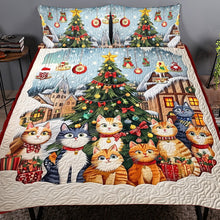 Load image into Gallery viewer, Festive Cat Lovers' Quilt Bed Set - Christmas Edition Blanket PopCulturePrints
