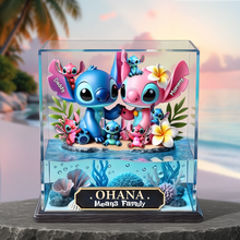 Load image into Gallery viewer, Ohana Means Family - Personalized Blue Aliens Family Acrylic Plaque Shaped Plaques PopCulturePrints