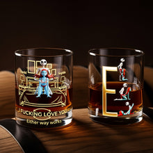 Load image into Gallery viewer, "Together in Sips, Forever in Love" - Playful Skeleton Couple Round Glass - Custom Personalized Gift for Couples Glass PopCulturePrints