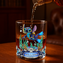 Load image into Gallery viewer, "Dive Into Fun!" - Personalized Scuba Diving Alien Drinking Glass - Unique Gift for Scuba Divers and Ocean Lovers Whiskey Glass PopCulturePrints