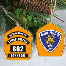 Load image into Gallery viewer, Customized Fire Department Badge Ornament Ornament PopCulturePrints