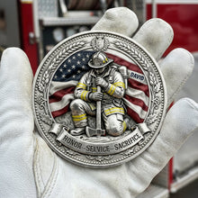 Load image into Gallery viewer, Honor, Service, Sacrifice - Personalized Firefighter Pride Metal Coin - Gift for Firefighters, Heroes, and Loved Ones Coin PopCulturePrints