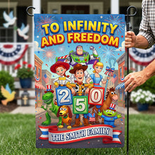 Load image into Gallery viewer, To Infinity and Freedom - Celebrated America 250th Anniversary Garden Flag - Personalized Gift for Family & Friends