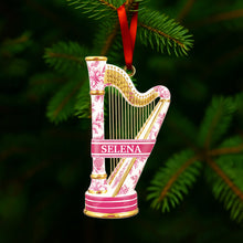 Load image into Gallery viewer, “Note the Melody of Memories” - Harp Toile de Jouy Ornament - Personalized Gift for Music Lovers Ornament PopCulturePrints