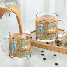 Load image into Gallery viewer, Coffee, Scrubs, and Rubber Gloves - Custom Personalized Glass Mug for Healthcare Heroes Glass Mug PopCulturePrints