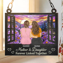 Load image into Gallery viewer, "Mother & Daughter Forever Linked Together" - Personalized Suncatcher Ornament - Perfect Gift for Mom and Grandma Suncatcher Ornament PopCulturePrints