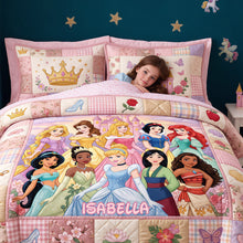 Load image into Gallery viewer, “Bring Enchantment to Your Child’s Room” - Lovely Fairy Tale Princesses Quilt Bedding Set - Personalized Gift for Kids