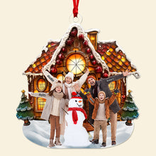 Load image into Gallery viewer, Personalized Family Photo Acrylic Ornament - Cozy Winter House Ornament PopCulturePrints