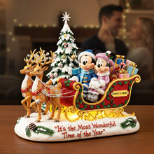 Load image into Gallery viewer, “It’s the Most Wonderful Time of the Year” - Personalized Couple Reindeer Sleigh Acrylic Plaque - Perfect Gift for Couples, Friends, and Family this Christmas Shaped Plaques PopCulturePrints